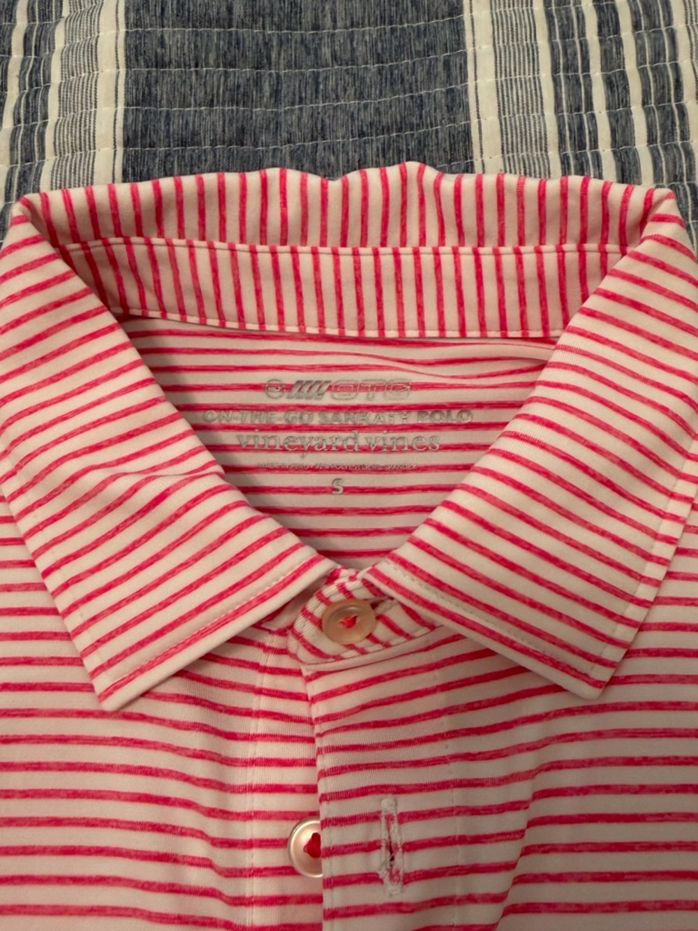 Vineyard Vines Pink and White Striped Polo - Picture 2 of 2